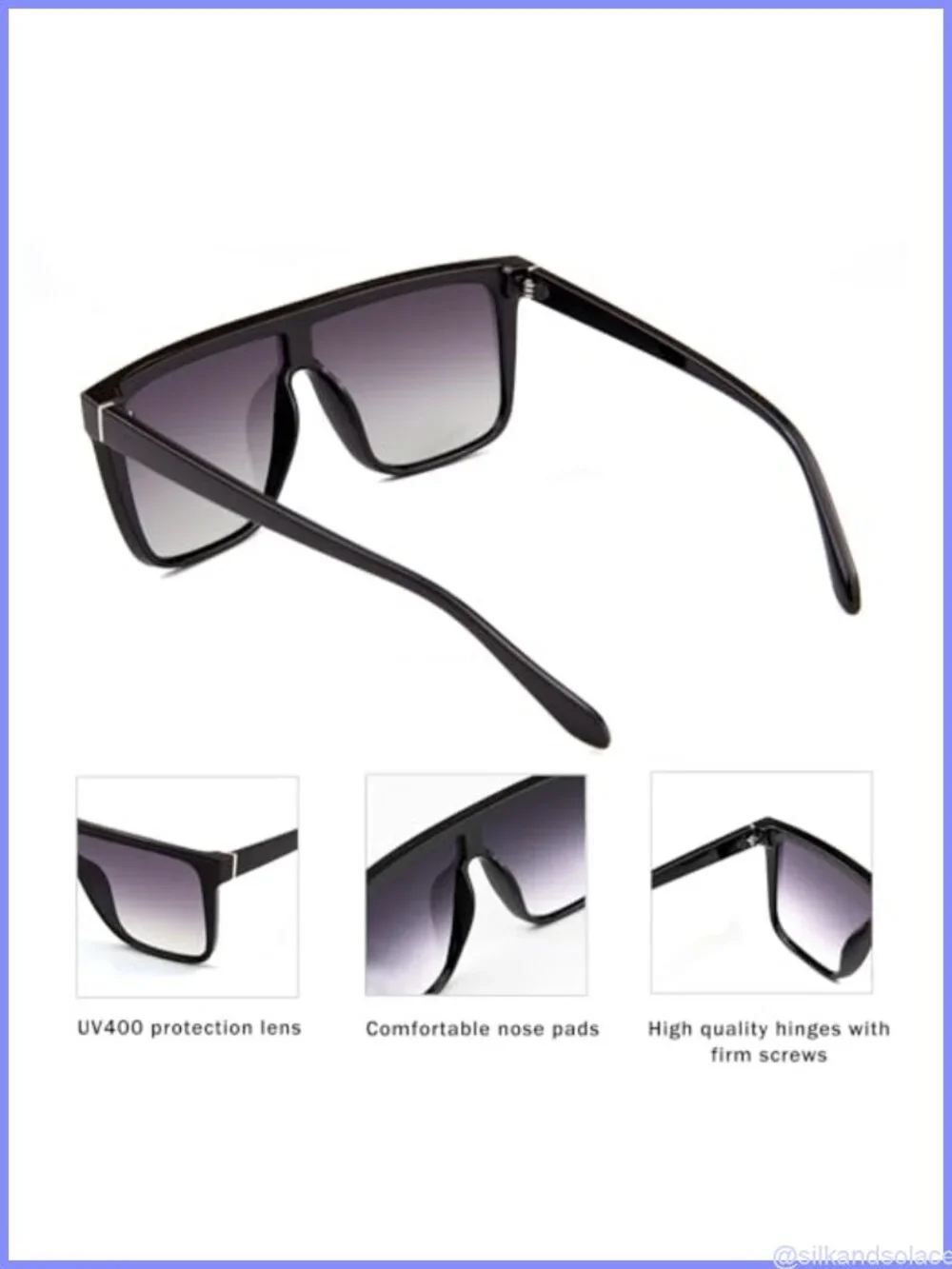 Square Sunglasses Men Women Unisex Lightweight Trendy Flat Top UV400 Sun Glasses